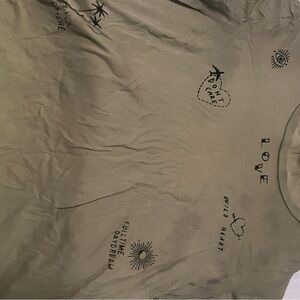 Olive Graphic Tee with Black Designs